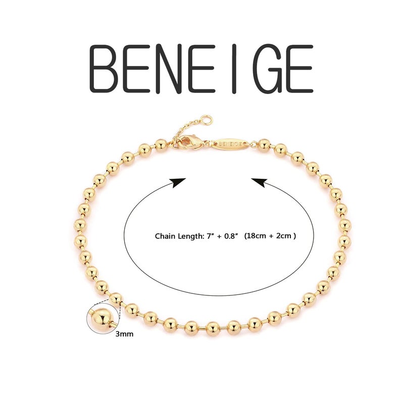 BENEIGE Gold Bracelets for Women 14K Gold Plated 4MM Ball Bracelet Adjustable Beaded Bracelets for Women Jewelry Gifts - Image 5